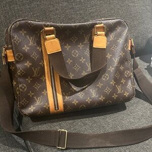 Louis Vuitton Brown and Tan Monogram Satchel (Sac Bosphore)